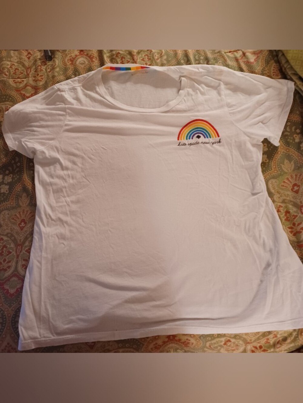 Kate Spade New York women's xxl white cotton Rainbow Pride Tshirt